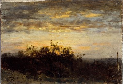 Solnedgång, mellan 1850 och 1860 (olja på trä) av Félix Ziem