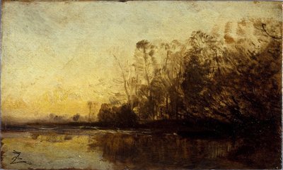 Solnedgång, mellan 1850 och 1860 (olja på trä) av Félix Ziem
