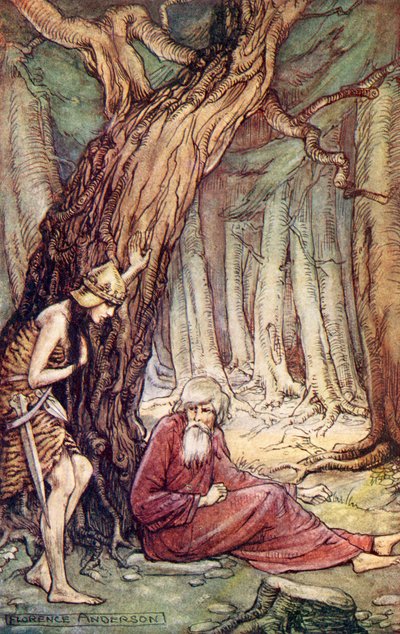 Boadicea and the Druid, från dikten Boadicea av William Cowper, från Reading from Historical Romances, publicerad 1914 av Florence Anderson