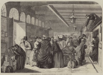 Hastings Railway Station, ankomsten av Down-Train av Florence Claxton