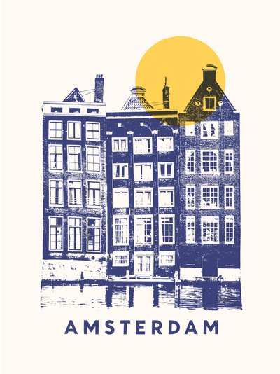 Amsterdam - 3 byggnader och sol, 2020 (digital) av Florent Bodart