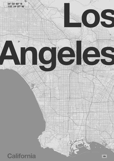 Los Angeles minimal karta av Florent Bodart