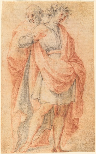 Två mansfigurer: En ungdom och en gammal man av Florentine 17th Century