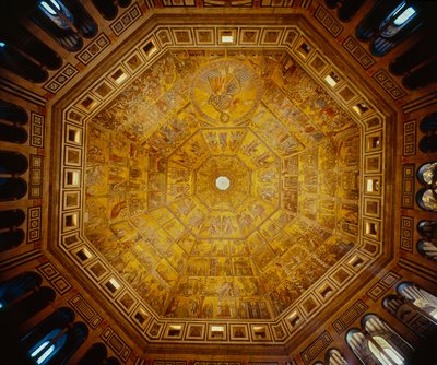 Kupolfört tak i St Johns Baptistry, Florens (mosaik) av Florentine School