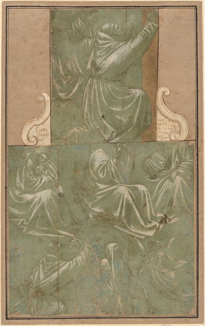 Studier av Saint Francis knästående och andra figurer av Florentine School