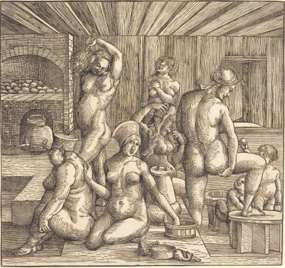 Kvinnors bad av Follower of Albrecht Durer