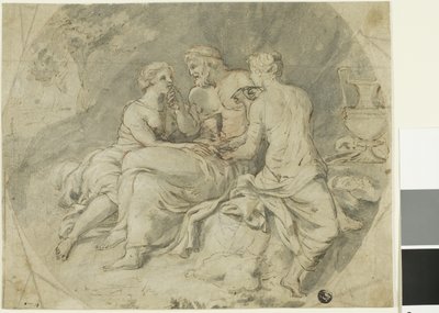 Lot och hans döttrar av Follower of Charles Le Brun