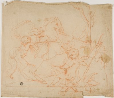 Putto skjuter mot Putto till häst av Follower of Charles Le Brun