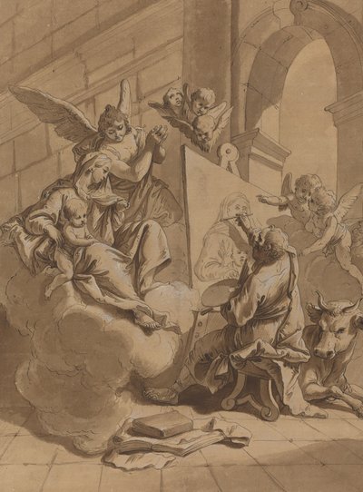 Saint Luke målar jungfrun av Follower of Francesco Fontebasso