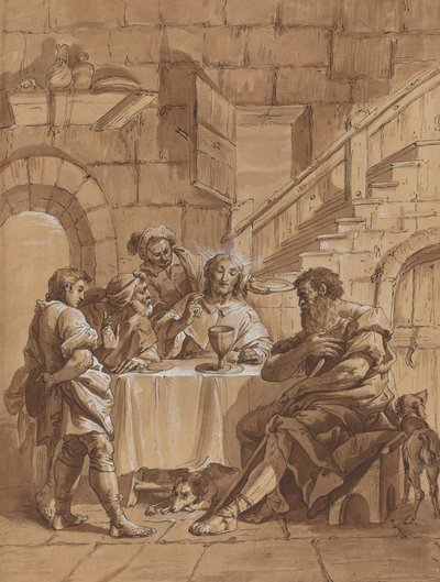 Kvällsmat på Emmaus av Follower of Francesco Fontebasso
