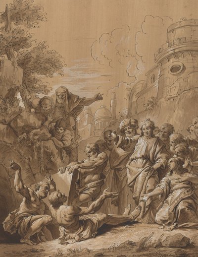 Lazarus uppståndelse av Follower of Francesco Fontebasso