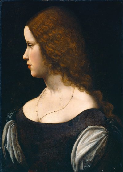 Porträtt av en ung dam av Follower of Leonardo da Vinci