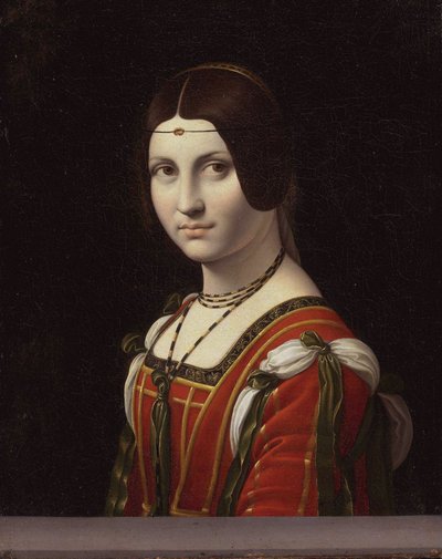 Porträtt av en kvinna, kallad "La Belle Ferronnière" av Follower of Leonardo da Vinci