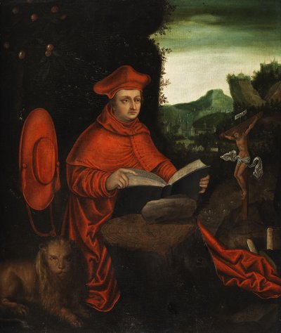 Kardinal Albrecht von Brandenburg som kyrkofader Jerome av Follower of Lucas Cranach the Elder