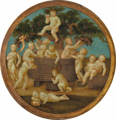Putti med en vinpress av Follower of Raphael