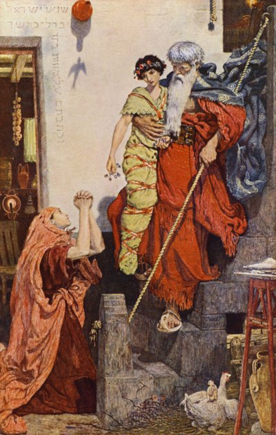 Elia återställer änkans son (färg litho) av Ford Madox (after) Brown