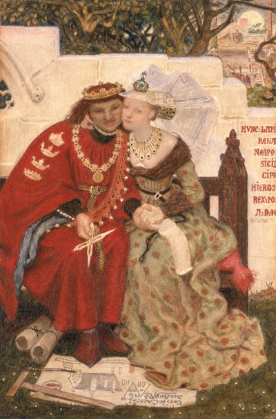 King Renes smekmånad (wc på papper) av Ford Madox Brown