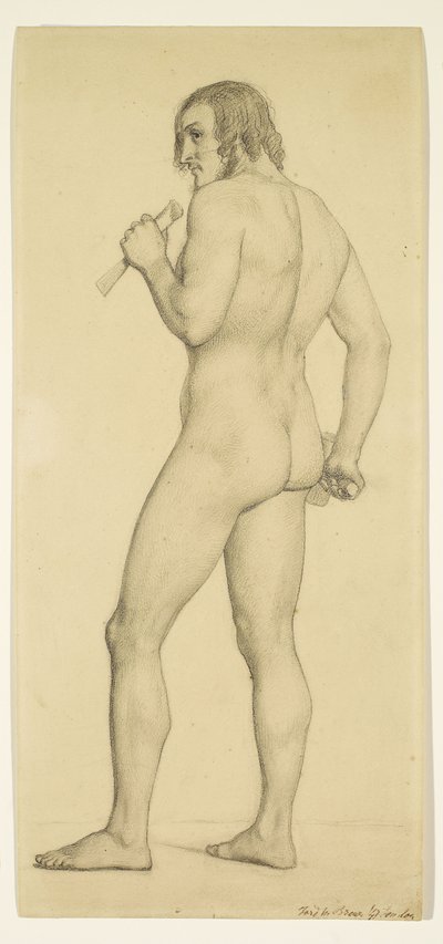 Man - Akademisk nakenstudie poserande som skulptör av Ford Madox Brown