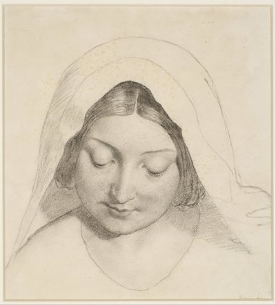 Oure Ladye från Saturday Night - Studie till Madonnans huvud av Ford Madox Brown