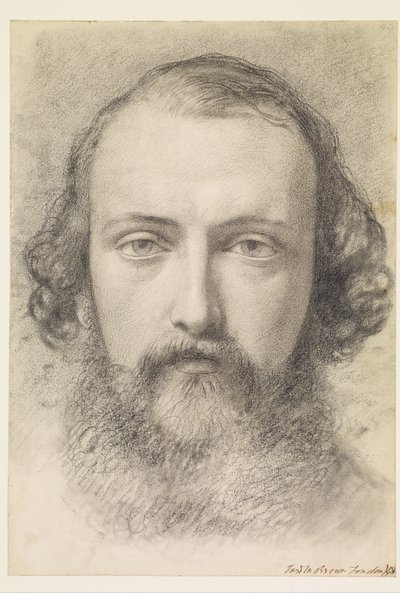 Porträtt: Huvudstudie av Daniel Casey (helansikte) av Ford Madox Brown