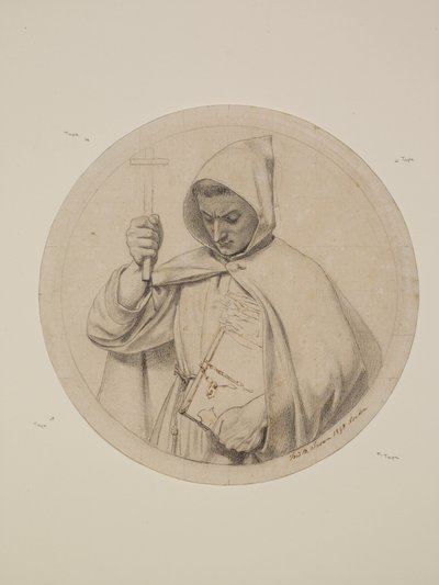 Wycliffe läser sin bibelöversättning - studie av munk som representerar den katolska tron av Ford Madox Brown