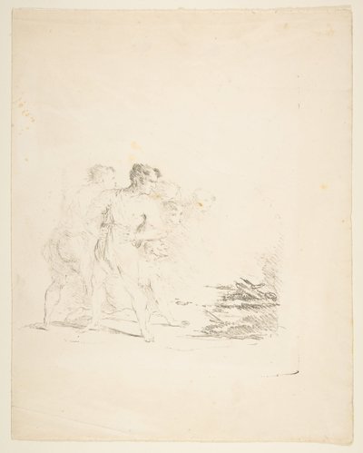 Män spottar på en eld, ca. 1820-1850. av Formerly attributed to Goya