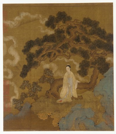 Dam under en knotig tall av Formerly attributed to Zhou Wenju
