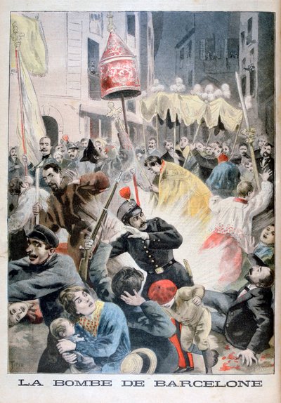 En bomb i Barcelona, 1896 av Fortuné Méaulle