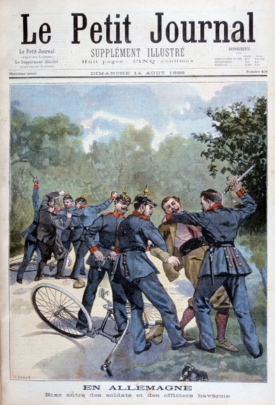 Ett slagsmål mellan tyska soldater och bayerska officerare, Tyskland, 1898 av Fortuné Méaulle