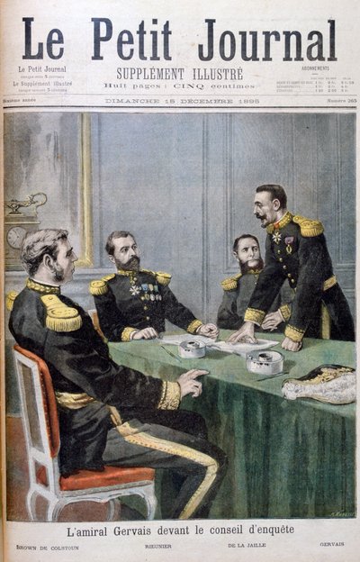 Amiral Gervais framför utredningsnämnden, 1895 av Fortuné Méaulle