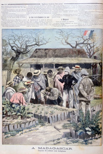 Lantbrukslektion för ursprungsbefolkningen på Madagaskar, 1897 av Fortuné Méaulle