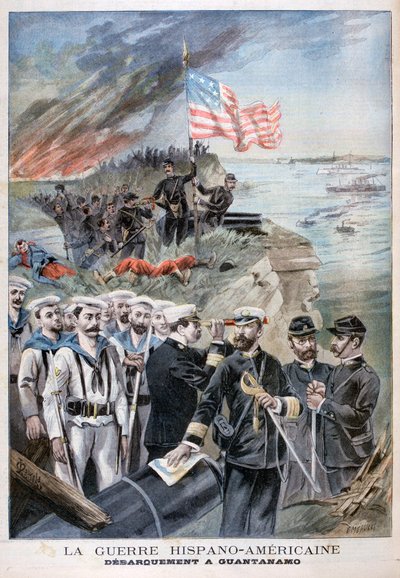 Landstigning av trupper vid Guantanamo, Kuba, 1898. av Fortuné Méaulle