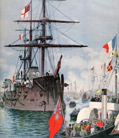 Fransk flottilj i Portsmouths hamn, 1891 av Fortuné Méaulle