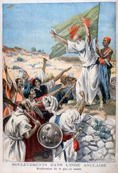 Predikar heligt krig under ett uppror i Brittiska Indien, 1897 av Fortuné Méaulle