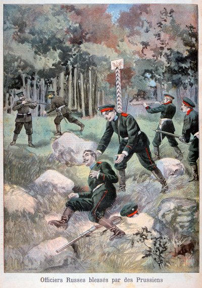 Rysk officer sårad av preussarna, ryska gränsen, 1898 av Fortuné Méaulle