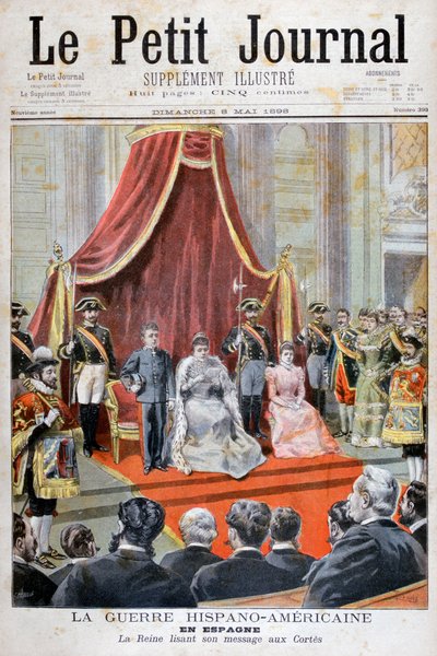 Den spanska drottningen håller ett tal, Spansk-amerikanska kriget, 1898 av Fortuné Méaulle