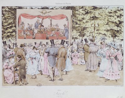 Musikunderhållning i New Tivoli, Paris, graverad av C. Motte, 1827 av Fortune Delarue