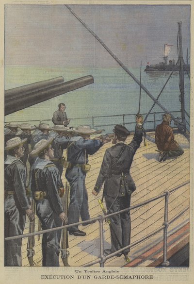 En brittisk förrädare: avrättning av en semaforsignalgivare ombord på ett krigsfartyg av Fortune Louis Meaulle