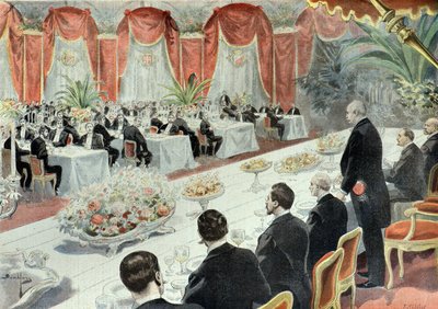 Middag för Felix Faure med representanter för näringslivet 1897 (Gravyr) av Fortune Louis Meaulle