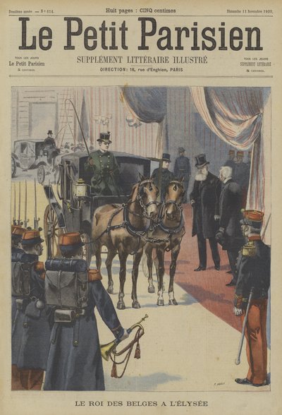 Leopold II, Belgarnas kung, vid Elysee-palatset, Paris av Fortune Louis Meaulle