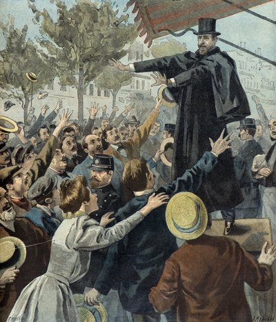 Paul Deroulede vid en demonstration i Paris 1898 (Gravyr) av Fortune Louis Meaulle