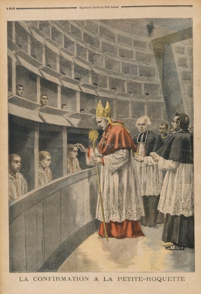 Religious confirmation in the prison of La Petite Roquette, from Le Petit Journal, 1st November 1896  av Fortune Louis Meaulle