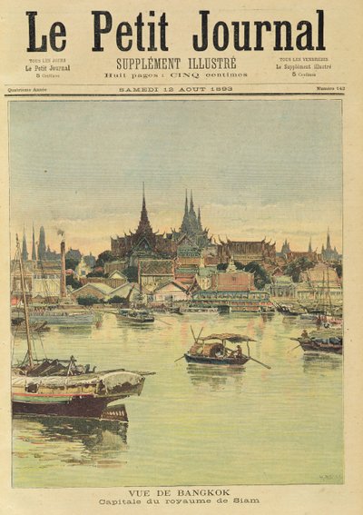 Utsikt över Bangkok, från "Le Petit Journal", 12 augusti 1893 av Fortune Louis Meaulle and Henri Meyer