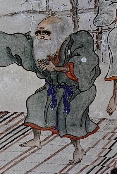 De stora ledarna för artonhundratalets Ainu: Itokoi och Shinichi från Akkeshi, Chosama från Uraashibetsu och Shonko från Noshappu, särskilt, illustration av Fosco Maraini