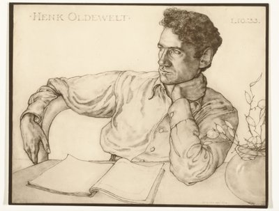 Fotoreproduktion av ett porträtt av Henk Oldewelt av Han van der Kop Henk Oldewelt 1.10.