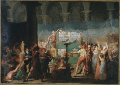 Marats begravningar i Cordelierskyrkan, 15 och 16 juli 1793, cirka 1793 (olja på duk) av Fougeat (attr. to)