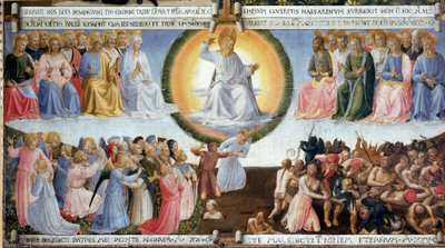 The Last Judgment Detrempe on wood av Guido di Pietro (eller Fra Giovanni da Fiesole) dit Fra Angelico or il Beato (1400-1455). Målning till skåpet av silver. 1450 Dim. 77x74 cm Museum of San Marco. Florens av Fra  Angelico