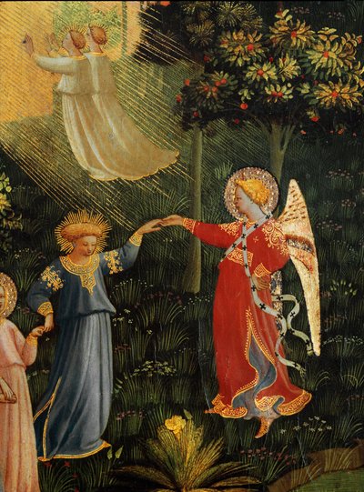 Den sista domen: de utvaldas dans i Paradiset. (tempera på trä av Fra  Angelico