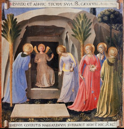 De tre Maria vid graven. Kristi liv, Armadio degli Argenti. (Tempera på trä av Fra  Angelico
