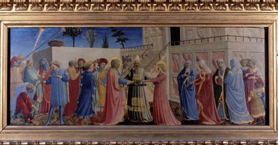 Jungfruns bröllop. Predelle (målning på trä) 1435 av Fra  Angelico